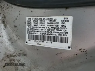 2006 Honda Odyssey EX-L с VIN 5FNRL38646B083497, выставлен на аукционе Copart как лот 55463565 с пробегом Не указан миль и Чистый • Clean title. История ставок и продаж доступна на DreamBid. Изображение 13.