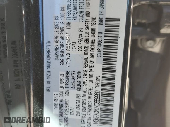 2019 Mazda CX-5 Touring with VIN JM3KFACM7K0659960, listed as a Copart auction lot 49378615 with 72,039 mi miles and Salvage Title. Bid and sale history available at carsss.com. Image 13.