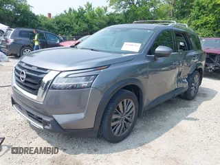 2022 Nissan Pathfinder SL with VIN 5N1DR3CD9NC262513, listed as a IAAI auction lot 42400791 with 46,587 mi miles and . Bid and sale history available at DreamBid. Image 2.