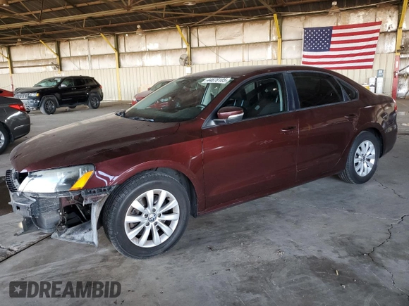 2013 Volkswagen Passat Wolfsburg Edition with VIN 1VWAP7A36DC096378, listed as a Copart auction lot 44678105 with 126,507 mi miles and Salvage Title. Bid and sale history available at carsss.com. Image 1.
