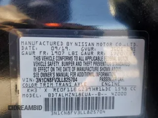 2020 Nissan Versa SR with VIN 3N1CN8FV3LL825704, listed as a Copart auction lot 49979355 with 165,884 mi miles and Salvage Title. Bid and sale history available at carsss.com. Image 13.