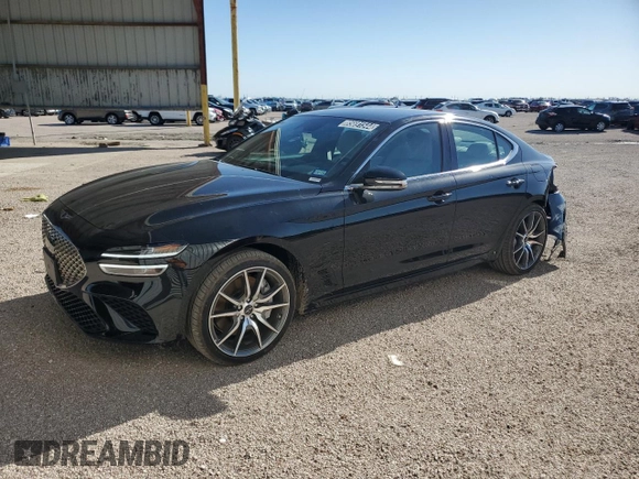 2025 Genesis G70 2.5T with VIN KMTG34SC4SU149867, listed as a Copart auction lot 85691544 with 2,338 mi miles and Clean Title. Bid and sale history available at DreamBid. Image 1.