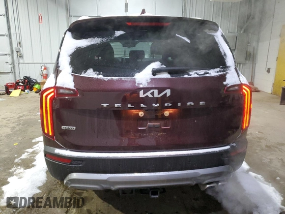 2022 Kia Telluride EX with VIN 5XYP3DHC4NG283693, listed as a Copart auction lot 44032045 with 28,180 mi miles and Salvage Title. Bid and sale history available at carsss.com. Image 6.