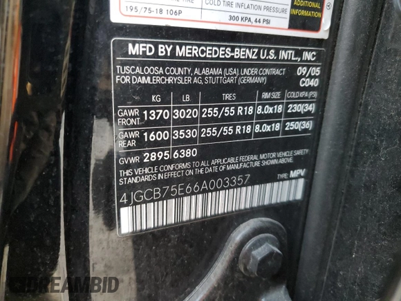 2006 Mercedes-Benz R 5.0L с VIN 4JGCB75E66A003357, выставлен на аукционе Copart как лот 52444825 с пробегом 120 075 миль миль и Списание • Salvage title. История ставок и продаж доступна на DreamBid. Изображение 15.