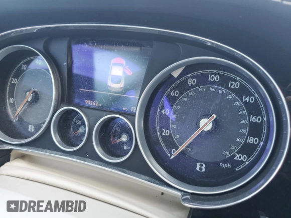 2012 Bentley Continental GT with VIN SCBFR7ZAXCC077193, listed as a Copart auction lot 41443665 with 90,262 mi miles and Clean Title. Bid and sale history available at DreamBid. Image 9.