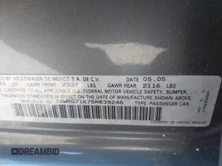 2005 Volkswagen Jetta 2.5L с VIN 3VWRG71K75M639246, выставлен на аукционе IAAI как лот 41937562 с пробегом 139 321 миль миль и . История ставок и продаж доступна на DreamBid. Изображение 9.