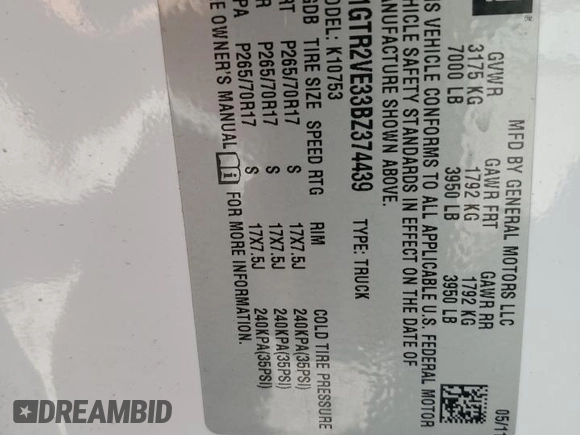 2011 GMC Sierra 1500 SLE z VIN 1GTR2VE33BZ374439, wystawiony jako Copart lot #59392784 z przebiegiem 180 828 mil mil oraz Szkoda całkowita • Salvage title. Historia ofert i sprzedaży dostępna na DreamBid. Obrazek 12.