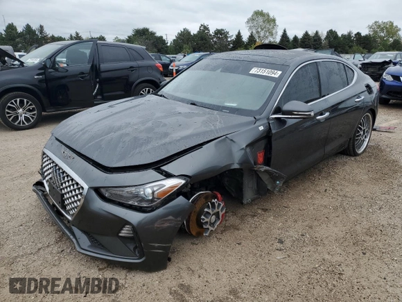 2019 Genesis G70 Design with VIN KMTG34LE2KU021868, listed as a Copart auction lot 73151094 with 68,466 mi miles and Salvage Title. Bid and sale history available at DreamBid. Image 1.
