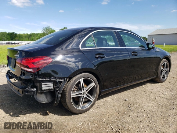 2019 Mercedes-Benz A 220 with VIN WDD3G4FB4KW021352, listed as a Copart auction lot 57049025 with 28,545 mi miles and Salvage title. Bid and sale history available at DreamBid. Image 3.