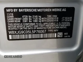 2020 BMW X1 xDrive28i with VIN WBXJG9C05L5P76067, listed as a Copart auction lot 40635893 with 57,184 mi miles. Bid and sale history available at carsss.com. Image 13.