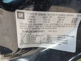 2017 Chevrolet Equinox Premier with VIN 2GNFLGE35H6164061, listed as a IAAI auction lot 41992262 with 100,887 mi miles. Bid and sale history available at carsss.com. Image 9.