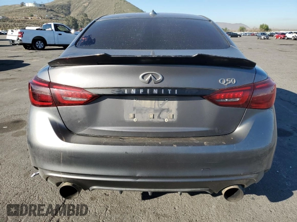 2019 Infiniti Q50 Luxe with VIN JN1EV7AP8KM514379, listed as a Copart auction lot 46948985 with 103,756 mi miles and Salvage title. Bid and sale history available at DreamBid. Image 6.