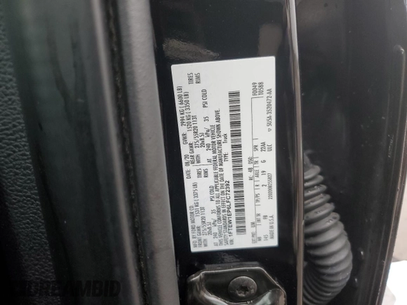 2020 Ford F-150 XL with VIN 1FTEW1EP6LFC72392, listed as a Copart auction lot 52328005 with 72,812 mi miles and Non Repairable. Bid and sale history available at carsss.com. Image 12.