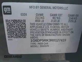 2024 Cadillac CT5 Sport z VIN 1G6DP5RK3R0127419, wystawiony jako IAAI lot #41392902 z przebiegiem 17 829 mil mil oraz . Historia ofert i sprzedaży dostępna na DreamBid. Obrazek 9.