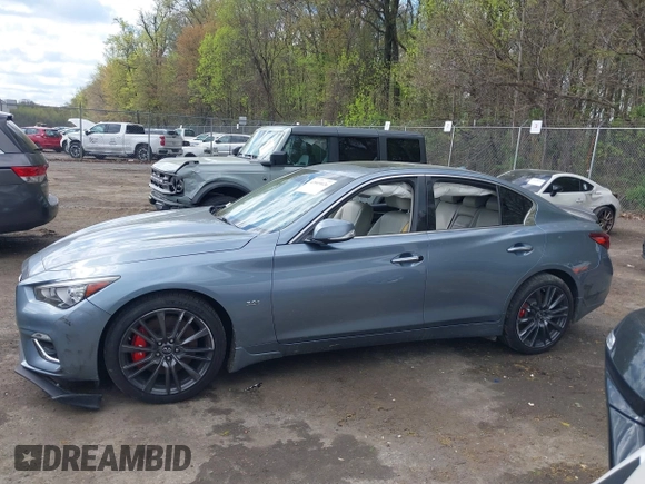 2018 Infiniti Q50 3.0t LUXE with VIN JN1EV7AP1JM590220, listed as a IAAI auction lot 42049026 with 88,985 mi miles. Bid and sale history available at carsss.com. Image 14.
