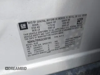 2018 GMC Terrain SLE with VIN 3GKALTEV6JL325195, listed as a IAAI auction lot 41561687 with 148,423 mi miles. Bid and sale history available at carsss.com. Image 9.