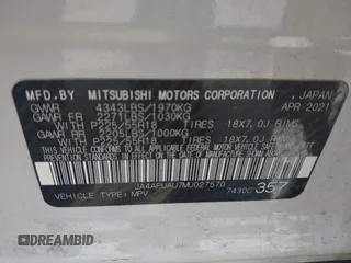2021 Mitsubishi Outlander ES with VIN JA4APUAU7MU027570, listed as a IAAI auction lot 42415815 with 56,339 mi miles and . Bid and sale history available at DreamBid. Image 9.