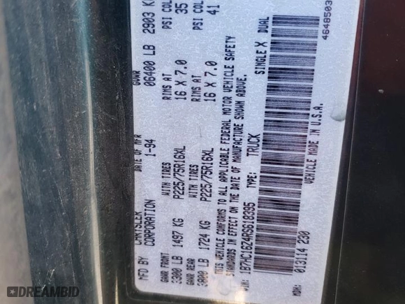 1994 Dodge Ram 1500 with VIN 1B7HC16Z4RS618395, listed as a Copart auction lot 81059334 with 162,948 mi miles and Salvage Title. Bid and sale history available at carsss.com. Image 14.