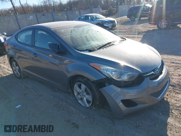 2013 Hyundai Elantra GLS with VIN 5NPDH4AE5DH360708, listed as a IAAI auction lot 41458823 with 109,557 mi miles and . Bid and sale history available at DreamBid. Image 1.