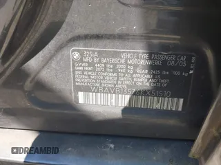 2006 BMW 3 Series 325i с VIN WBAVB13576KX51510, выставлен на аукционе IAAI как лот 42768678 с пробегом 236 318 миль миль и . История ставок и продаж доступна на DreamBid. Изображение 9.