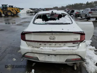 2020 Hyundai Sonata Hybrid Blue with VIN KMHL24JJ5LA012757, listed as a Copart auction lot 43706885 with 90,940 mi miles and Salvage Title. Bid and sale history available at carsss.com. Image 6.