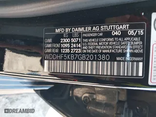 2016 Mercedes-Benz E-Class E 350 Sport with VIN WDDHF5KB7GB201380, listed as a IAAI auction lot 41575858 with 105,345 mi miles. Bid and sale history available at carsss.com. Image 9.