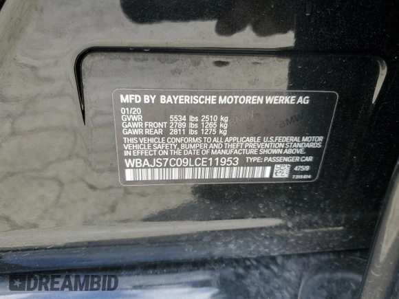 2020 BMW 5 Series M550i xDrive z VIN WBAJS7C09LCE11953, wystawiony jako Copart lot #49773175 z przebiegiem 40 329 mil mil oraz Szkoda całkowita • Salvage title. Historia ofert i sprzedaży dostępna na DreamBid. Obrazek 14.