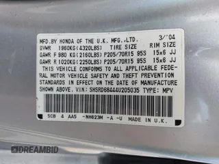 2004 Honda CR-V LX with VIN SHSRD68444U205035, listed as a IAAI auction lot 42036509 with 223,519 mi miles and . Bid and sale history available at carsss.com. Image 9.
