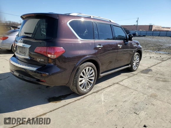 2016 Infiniti QX80 with VIN JN8AZ2NCXG9401316, listed as a Copart auction lot 45355605 with 119,867 mi miles and Salvage Title. Bid and sale history available at DreamBid. Image 3.