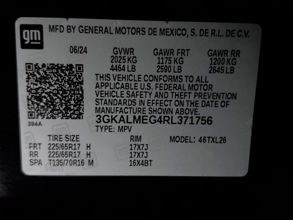 2024 GMC Terrain SLE with VIN 3GKALMEG4RL371756, listed as a Copart auction lot 54136285 with 18,706 mi miles and Clean Title. Bid and sale history available at carsss.com. Image 13.