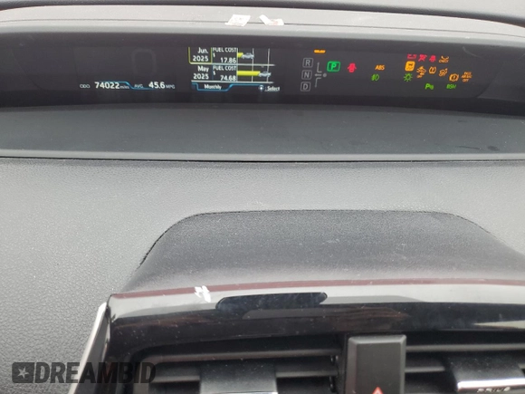 2019 Toyota Prius LE with VIN JTDL9RFU7K3005859, listed as a Copart auction lot 61030765 with 74,022 mi miles and Salvage title. Bid and sale history available at DreamBid. Image 9.
