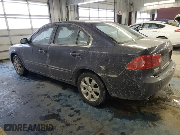 2007 Kia Optima EX with VIN KNAGE124275159540, listed as a Copart auction lot 46324655 with 184,036 mi miles and Salvage Title. Bid and sale history available at carsss.com. Image 2.