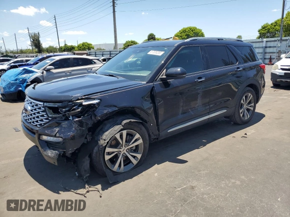 2020 Ford Explorer Platinum z VIN 1FM5K8HC5LGA11113, wystawiony jako Copart lot #57035265 z przebiegiem 52 232 mil mil oraz Szkoda całkowita • Salvage title. Historia ofert i sprzedaży dostępna na DreamBid. Obrazek 1.