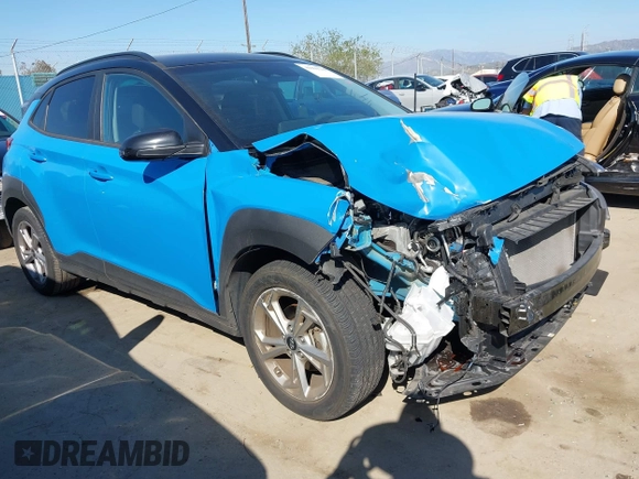 2022 Hyundai Kona SEL with VIN KM8K62AB3NU891349, listed as a IAAI auction lot 41860744 with 22,991 mi miles and . Bid and sale history available at DreamBid. Image 1.