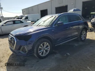 2021 Audi Q3 S line Premium Plus with VIN WA1EECF30M1052989, listed as a Copart auction lot 50799355 with 33,318 mi miles and Salvage Title. Bid and sale history available at carsss.com. Image 1.