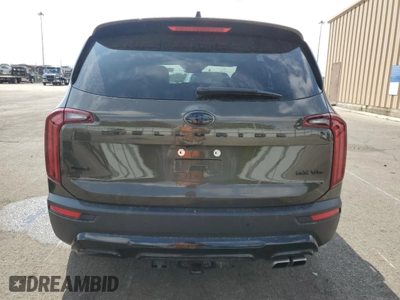 2021 Kia Telluride SX with VIN 5XYP5DHC6MG186195, listed as a Copart auction lot 59906235 with 77,626 mi miles and Salvage title. Bid and sale history available at DreamBid. Image 6.