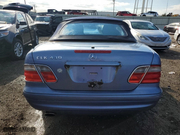 2001 Mercedes-Benz CLK-Class with VIN WDBLK70G91T070219, listed as a Copart auction lot 79417674 with 0 mi miles and Salvage Title. Bid and sale history available at carsss.com. Image 6.