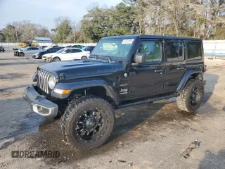2018 Jeep Wrangler Unlimited Sahara with VIN 1C4HJXEN1JW225667, listed as a Copart auction lot 47231085 with 33,505 mi miles and Salvage Title. Bid and sale history available at carsss.com. Image 1.