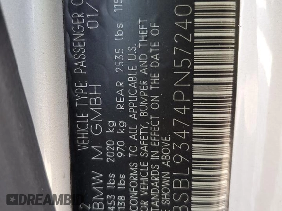 2004 BMW 3 Series M3 with VIN WBSBL93474PN57240, listed as a Copart auction lot 75748474 with 155,508 mi miles and Clean Title. Bid and sale history available at DreamBid. Image 12.