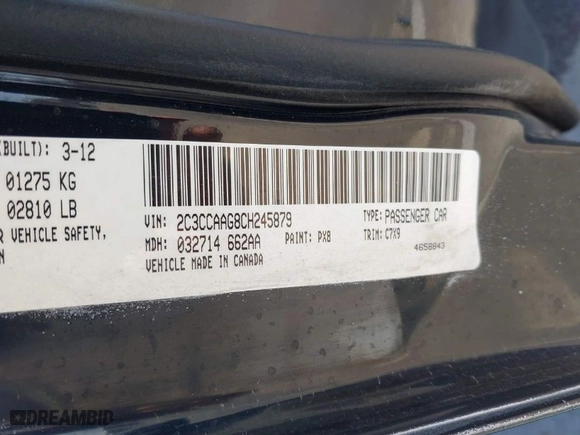 2012 Chrysler 300 with VIN 2C3CCAAG8CH245879, listed as a IAAI auction lot 41811243 with 177,634 mi miles. Bid and sale history available at carsss.com. Image 9.
