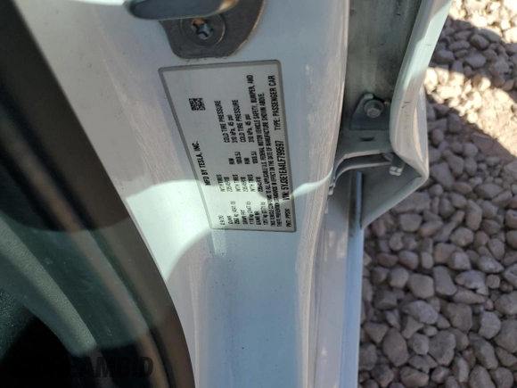 2020 Tesla Model 3 Standard Range Plus with VIN 5YJ3E1EA4LF799597, listed as a Copart auction lot 76401374 with 77,506 mi miles and Salvage Title. Bid and sale history available at DreamBid. Image 14.