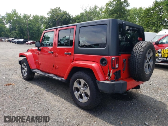 2017 Jeep Wrangler Unlimited Sahara with VIN 1C4HJWEG3HL610297, listed as a Copart auction lot 64732325 with 43,274 mi miles and Salvage title. Bid and sale history available at DreamBid. Image 2.