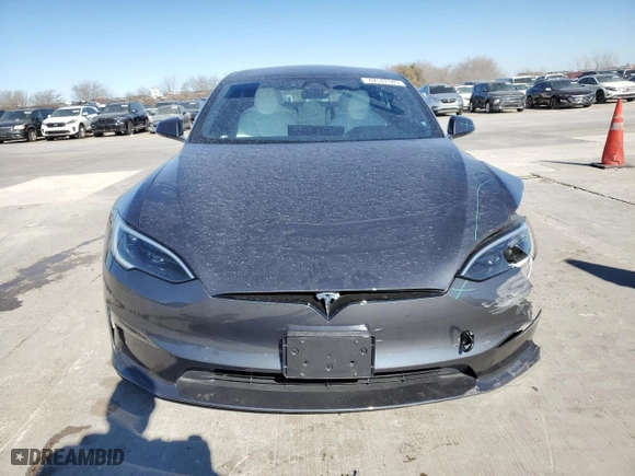 2023 Tesla Model S with VIN 5YJSA1E5XPF516118, listed as a Copart auction lot 42147345 with 12,564 mi miles and Salvage Title. Bid and sale history available at carsss.com. Image 5.