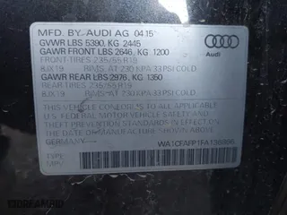 2015 Audi Q5 Premium with VIN WA1CFAFP1FA136866, listed as a IAAI auction lot 41677637 with 1 mi miles. Bid and sale history available at carsss.com. Image 9.