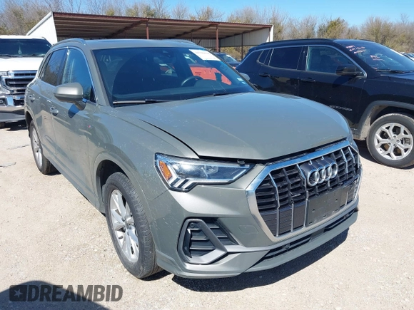 2023 Audi Q3 S line Premium with VIN WA1DECF36P1129512, listed as a IAAI auction lot 41722138 with 36,978 mi miles and . Bid and sale history available at DreamBid. Image 1.