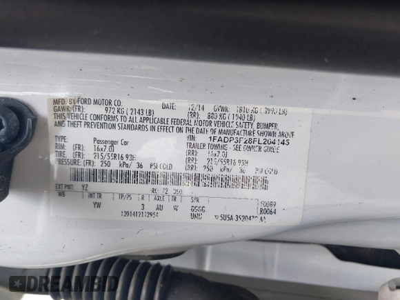 2015 Ford Focus SE with VIN 1FADP3F28FL204145, listed as a IAAI auction lot 42107720 with 129,441 mi miles and . Bid and sale history available at DreamBid. Image 9.