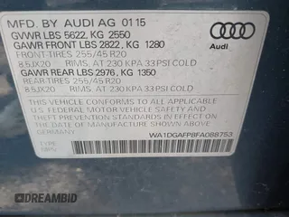 2015 Audi Q5 Premium Plus z VIN WA1DGAFP8FA088753, wystawiony jako IAAI lot #41983265 z przebiegiem 55 077 mil mil oraz . Historia ofert i sprzedaży dostępna na DreamBid. Obrazek 9.