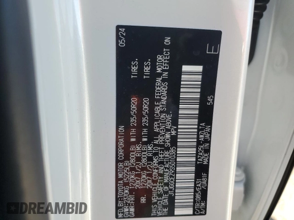 2025 Lexus NX 350 Premium with VIN JTJGGCEZ9S5010385, listed as a Copart auction lot 46846485 with 5,606 mi miles and Salvage title. Bid and sale history available at DreamBid. Image 13.