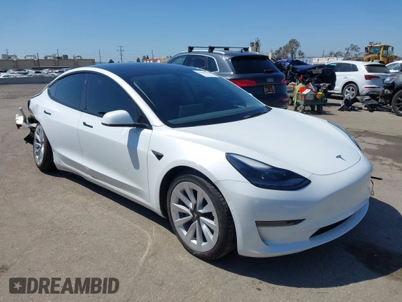 2022 Tesla Model 3 with VIN 5YJ3E1EA3NF294282, listed as a IAAI auction lot 41992046 with 22,383 mi miles. Bid and sale history available at carsss.com. Image 1.