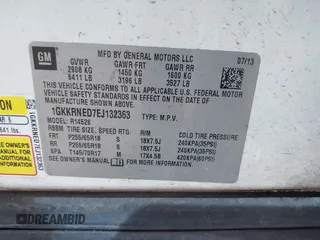2014 GMC Acadia SLE with VIN 1GKKRNED7EJ132363, listed as a IAAI auction lot 41789399 with 148,650 mi miles and . Bid and sale history available at carsss.com. Image 9.